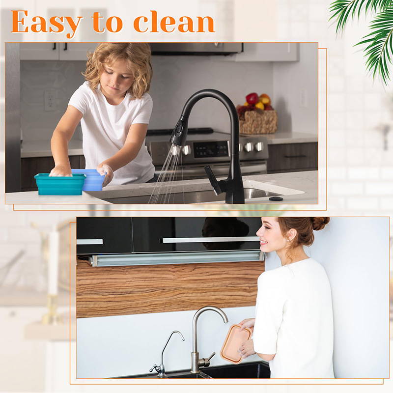 Contenitori pieghevoli per la conservazione degli alimenti Scatola da pranzo in silicone con coperchio Ciotole per alimenti Scatola da pranzo impilabile da cucina per dispensa e congelatore sicura