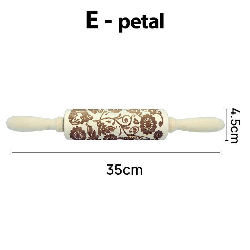 Christmas Embossing Rolling Pins With Patterns Wooden Roller Baking Embossed Cookies kitchen tools elk Snowflak: E-petal