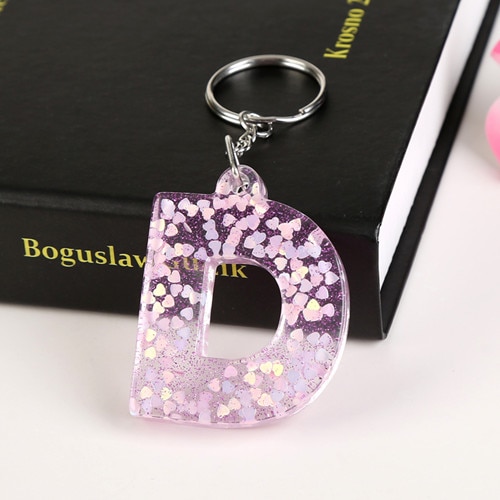 1 Pc Sleutelhanger Engels Brief Sleutelhanger 26 Engels Woord Glitter Hars Een Q Handtas Bedels Voor Vrouw