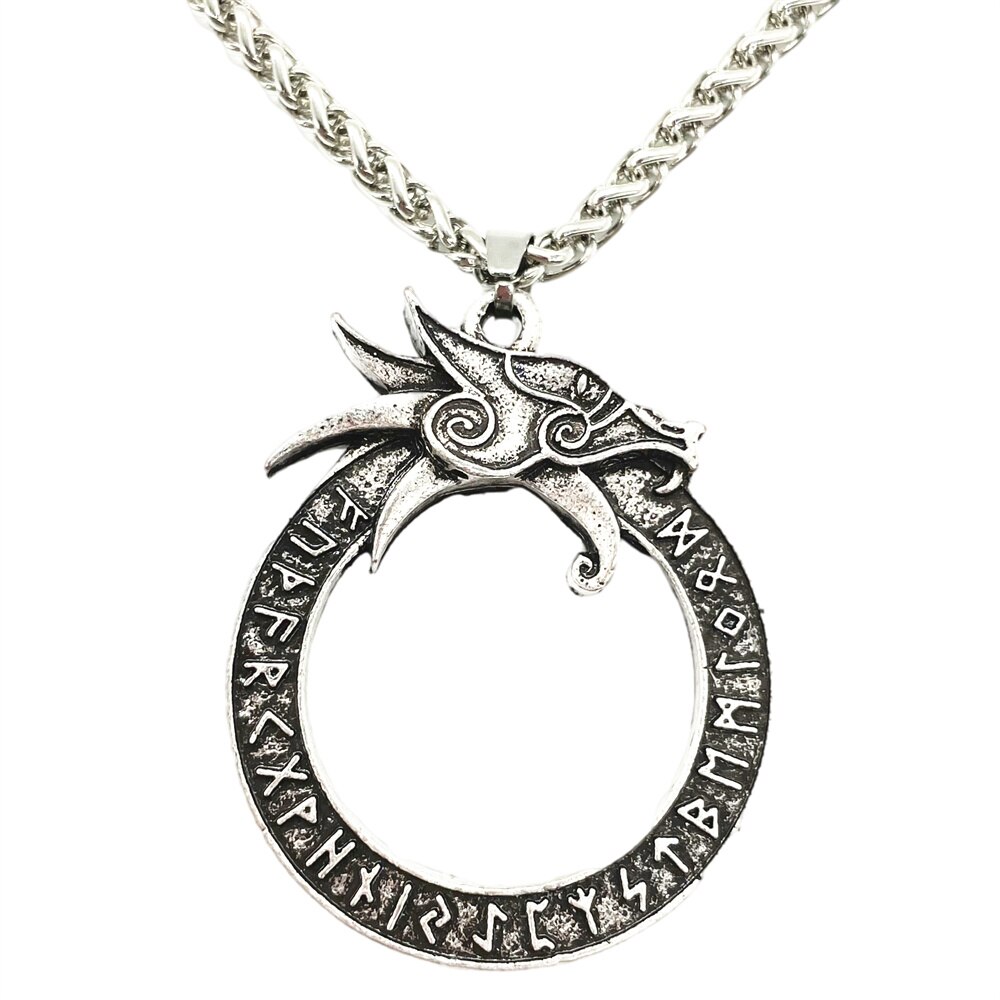 Runiczne runy amulet gotyckie akcesoria Ouroboros Norse smok Got naszyjnik wiking talizman biżuteria