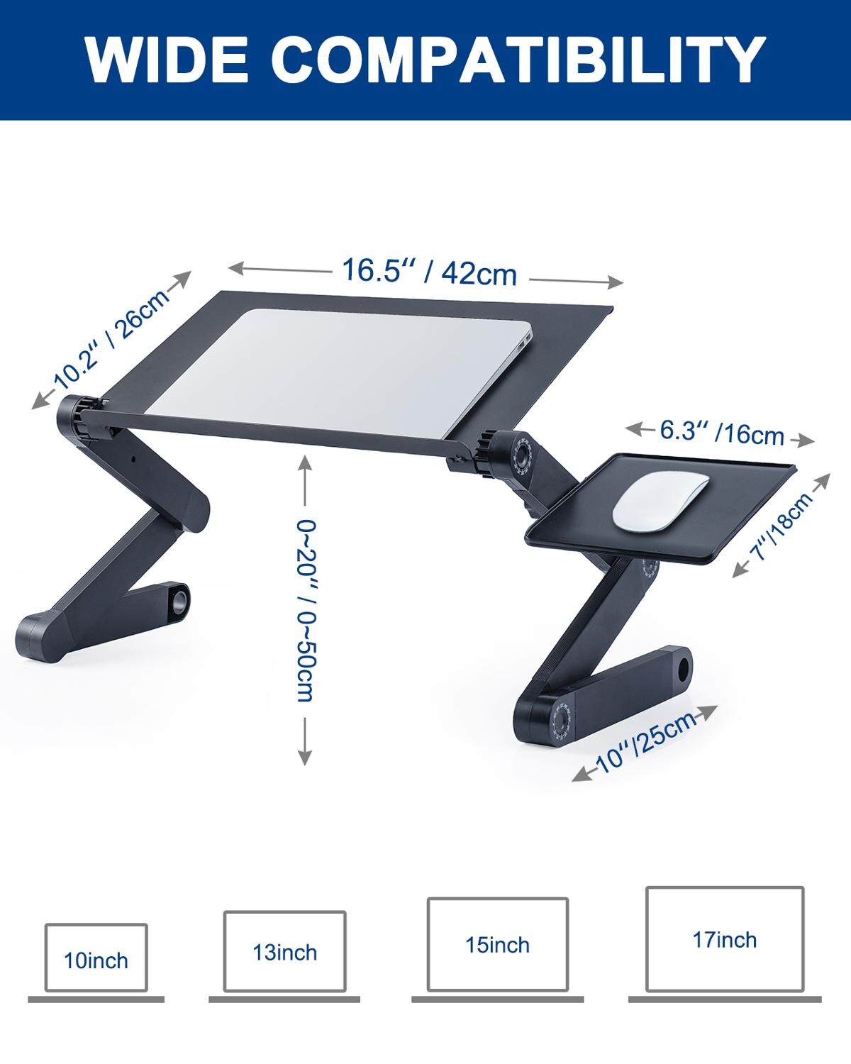 Magisk bærbar skrivebord med musemåtte opgradering ergonomisk bærbar sengebakke pc bordstativ notebook sofa bordstativ med køleventilator