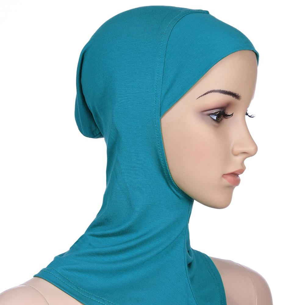 PEIFU-gorro de baño Hijab interno para Mujer, Turbante elástico islámico musulmán, Turbante envolvente para el capó, gorros de baño para Mujer: lake blue