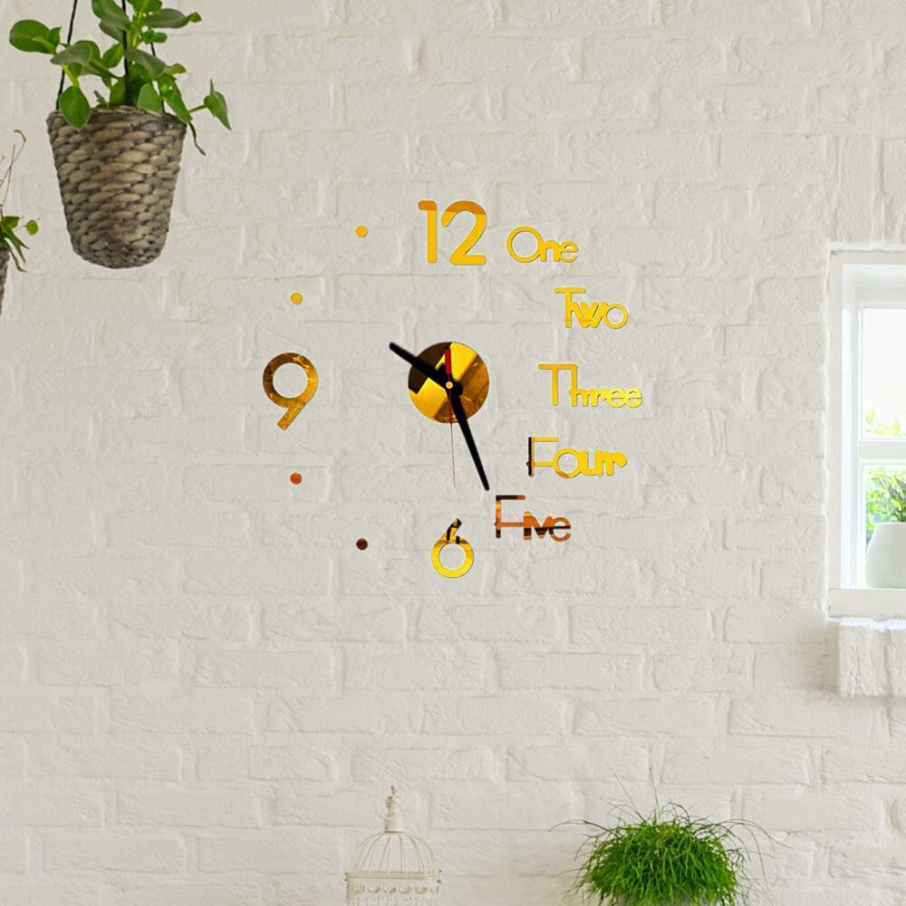Diy digitale wandklok met 3d spiegeloppervlakken, sticker voor slaapkamer, kantoor, stille klok, thuiskantoordecoratie, wandklok