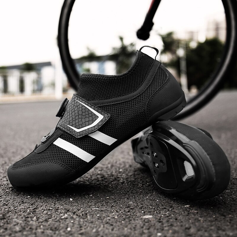 Mtb cykelsko mænd sapatilha ciclismo udendørs sport selvlåsende mountainbike sneakers road racing cykel sko hombre: Sort / 7