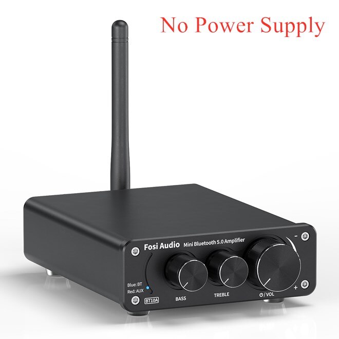 Fosi Audio- BT10A Bluetooth 5,0 Stereo Verstärker Empfänger Klasse D Mini HiFi Integrierte Ampere für Zu Hause Lautsprecher 50W * 2 höHenne & Bass: schwarz nein power