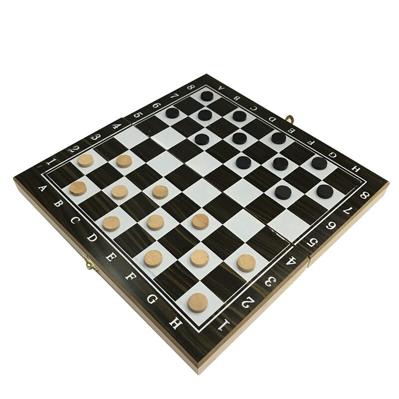 Wooden 3 in 1 Chess Checkers Backgammon Board Game: Default Title