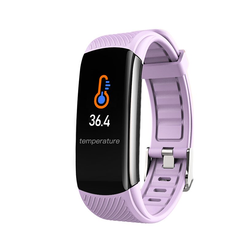 Sporthorloge heren digitaal lichaamstemperatuur polshorloges dames elektronische digitale klok siliconen band bloeddruk android ios: Paars