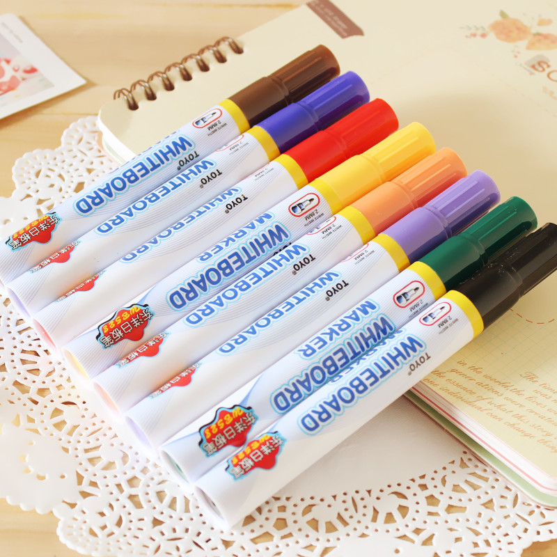 8 Kleuren/Set Toyo Uitwisbare Whiteboard Marker Pen School Droog Uitwisbare Markers Kinderen Pen Levert