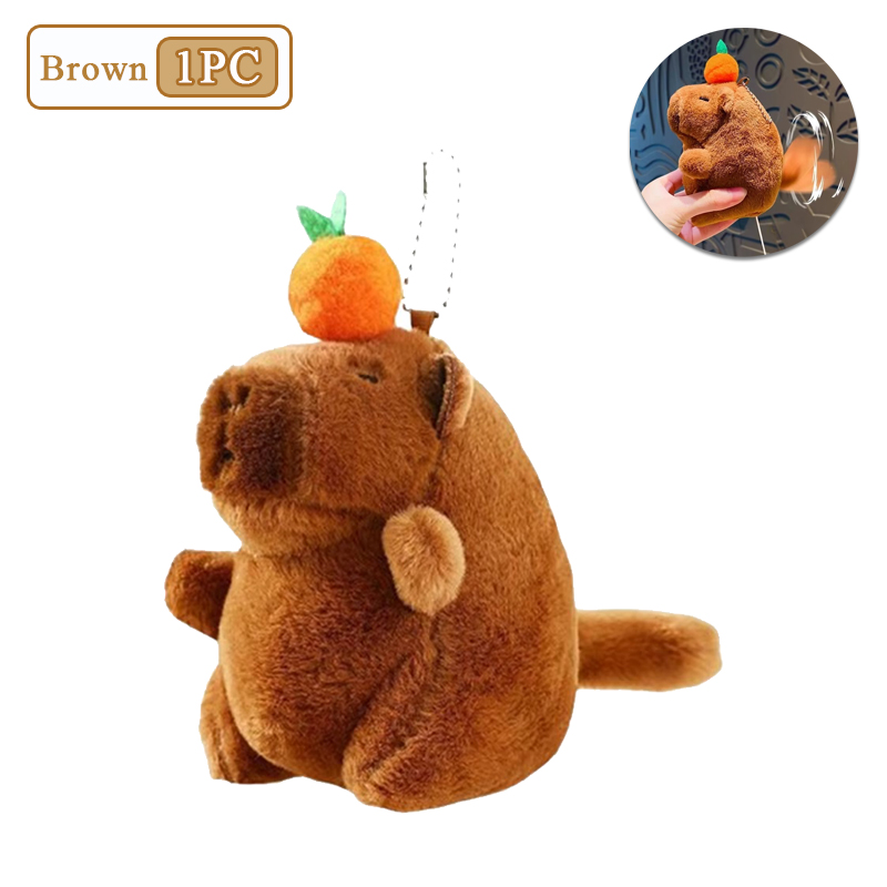 Porte-clés en peluche kaki, queue de vol, Capybara, mignon, poupée en peluche, jouet, pendentif pour sac d'école, , 1 à 20 pièces: Lumière Rouge