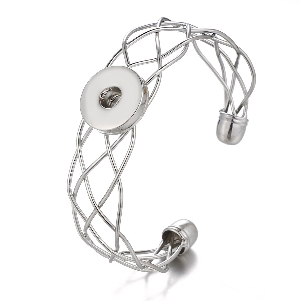 Pulsera de metal con cierre a presión para mujer, brazalete de SG0085, de tipo gasa, 18MM, botones a presión, joyería