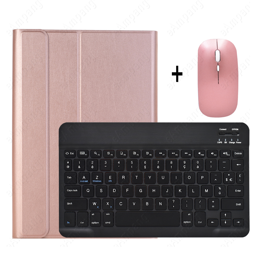 Clavier français AZERTY pour Samsung Galaxy Tab A7 10.4 , coque pour Samsung SM-T500 SM-T505 T500 T505: rose black mouse