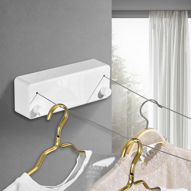 Double Row Clothesline Wall Mounted Retractable Clothes Dryer Steel Rope Wall Hanger Laundry Dryer Indoor Clothes Line WJ916