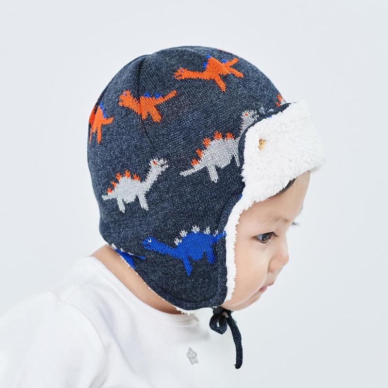 Kinderen jongen meisje winter warme fleece muts kinderen katoenen gebreide bedrukte mutsen