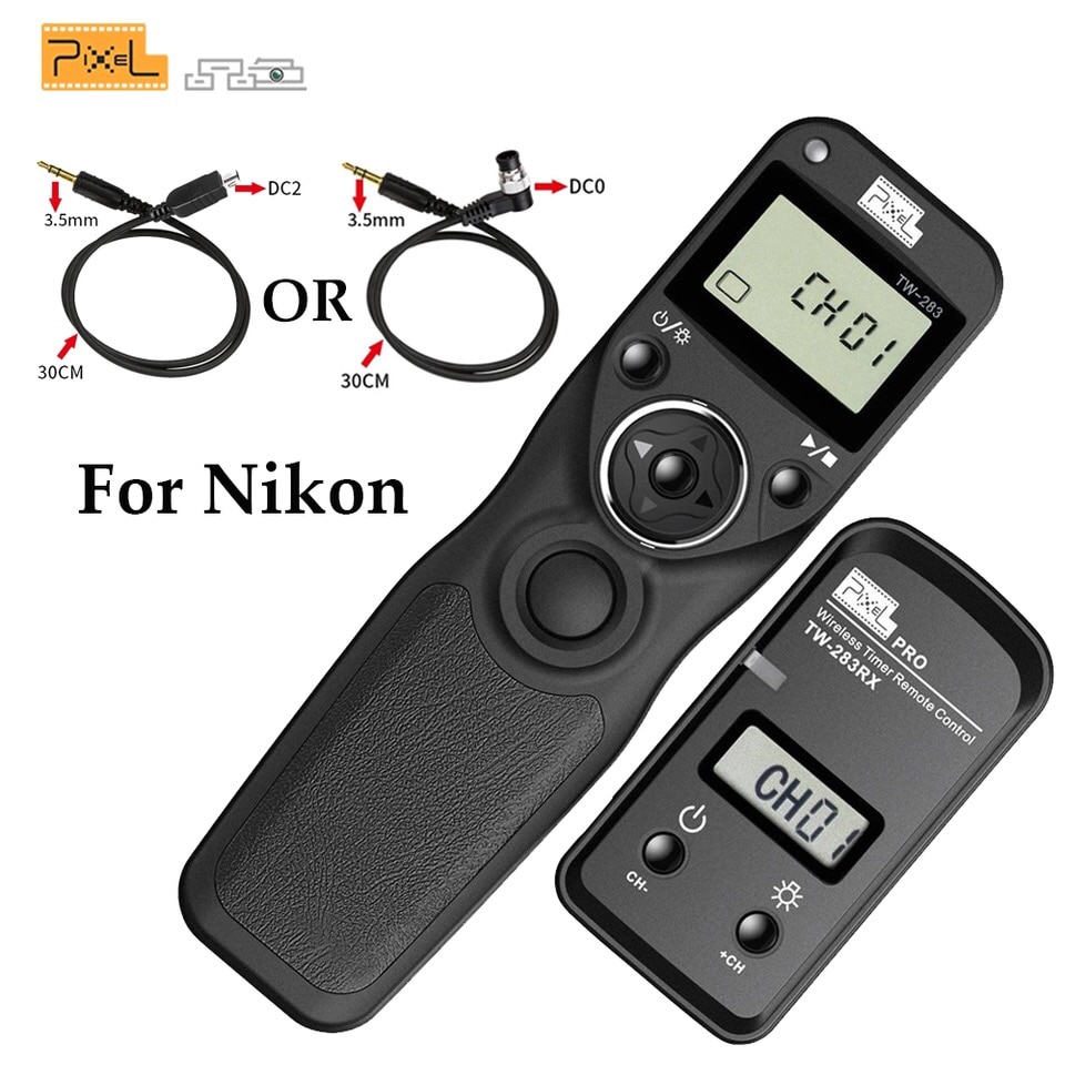 Pixel TW283 TW-283/DC0 Draadloze Timer Afstandsbediening Ontspanknop + DC2 Controle Kabel Voor Nikon D3100 D7100 D7000 D5100 d5000 Camera 'S