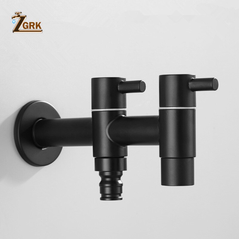 ZGRK Black Multi-Function Washing Machine Faucet Stainless steel Bathroom Mop Tap Water Taps