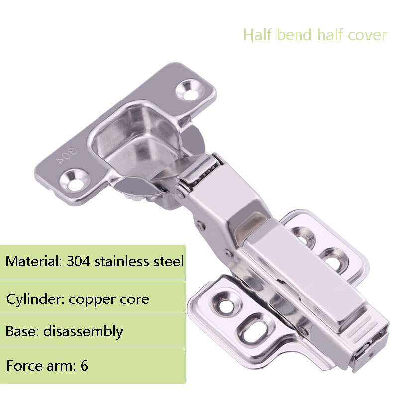 Adskillelse 90 ~ 110 grader 6- arm hydraulisk hængsel dæmpning buffer soft close rør hængsel 304 rustfrit stål stor vinkel: Halvt låg 304