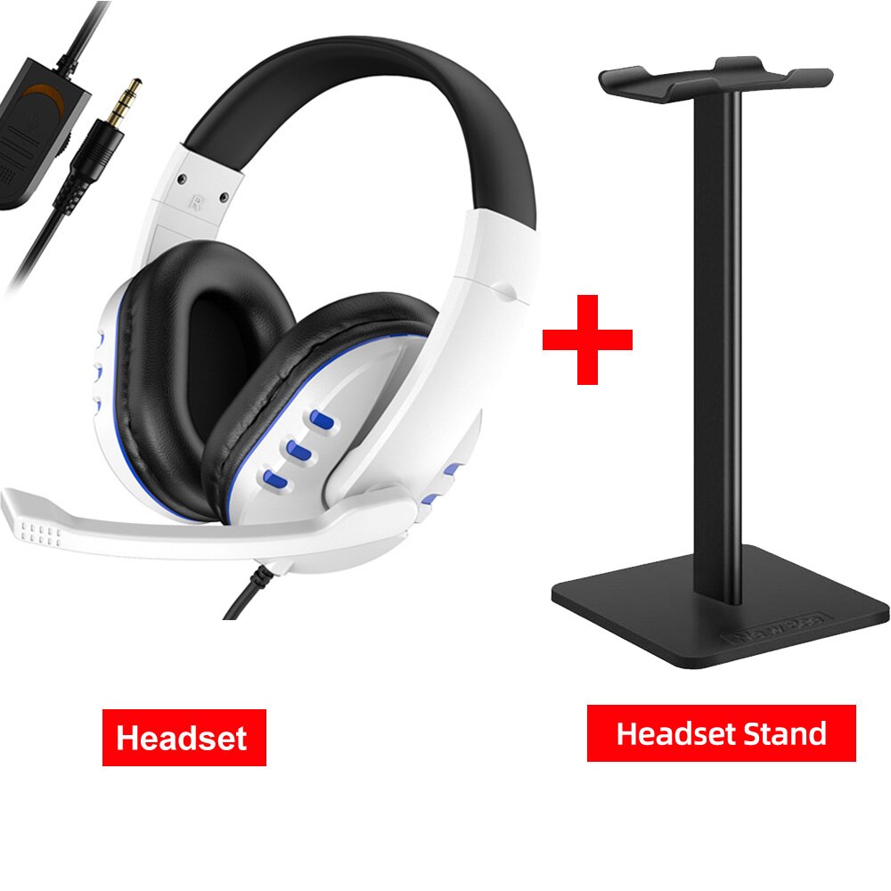 Auriculares estéreo para videojuegos, cascos con cable de 3,5mm para Xbox one, PS4, PC, con micrófono y Control de volumen: White Add S