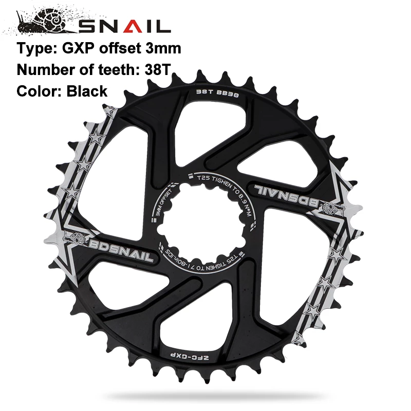 Gxp Bike Mtb Mountainbike 30T/32T/34T/36T/38T Crown fiets Kettingblad Voor Sram 11/12S Nx Xx Xo Gx GXP11 Enkele Schijf Lade Goedkope: Black 3mm offset 38T