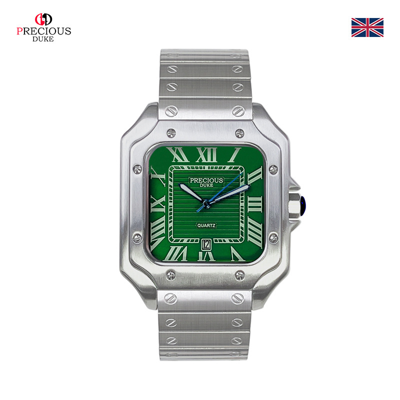 Retro vierkant quartz horloge voor heren tankserie horloge met siliconen band 30 meter waterdicht voor dagelijks gebruik: Multicolor