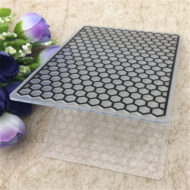 Honeycomb geometric Plastic Embossing Folder For Scrapbook DIY Album Card Tool Plastic Template