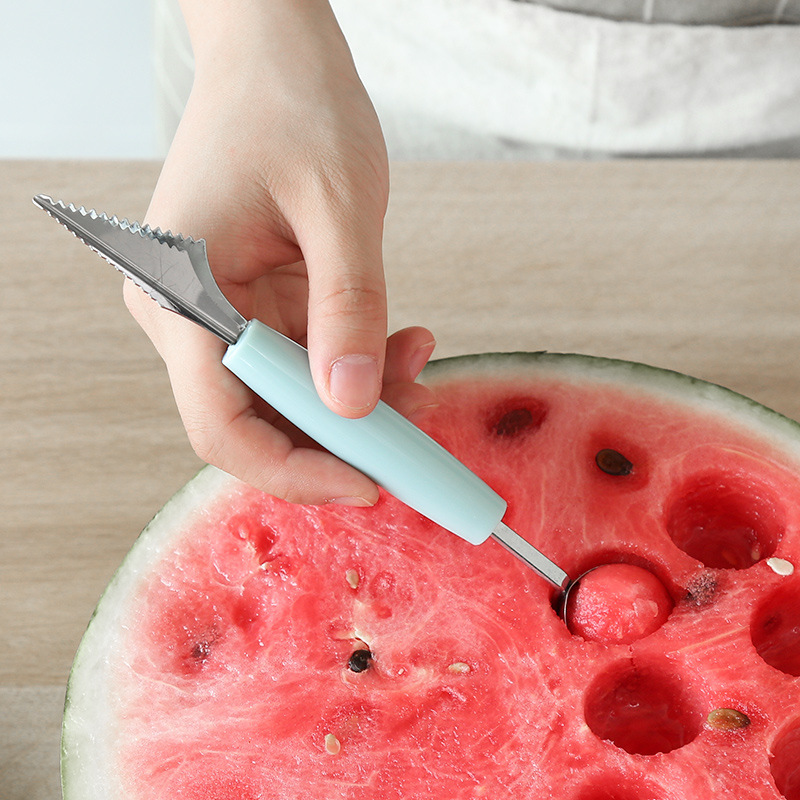 Newly Fruit Digger Cut Watermelon Fruit Ball Digger Ice Cream Round Spoon Cut Fruit Carved Cutter