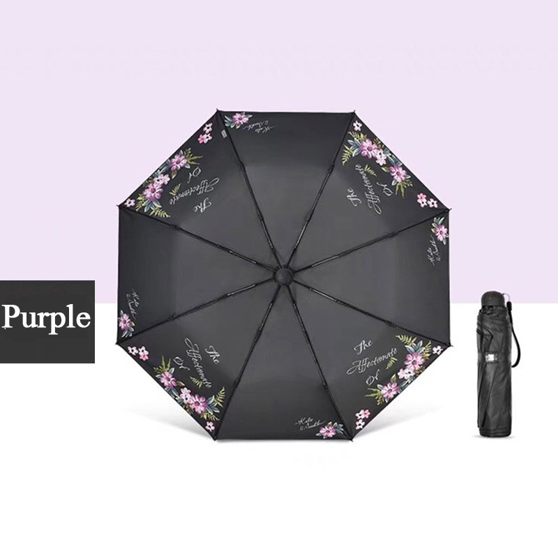 Paraguas de la mejor china para mujer, sombrilla plegable Anti-UV, a prueba de viento, de viaje, de: Morado