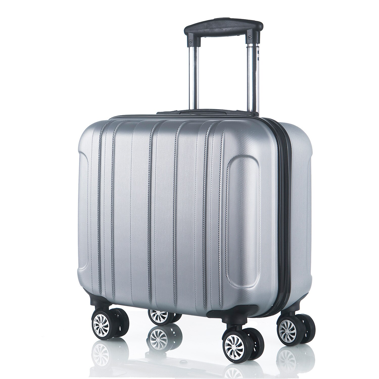 Business Zakenreis Kleine Koffer 16 Inches Stewardess Cabine Universele Wiel 17 Inches Trolley Case Unisex Wachtwoord: Silver gray