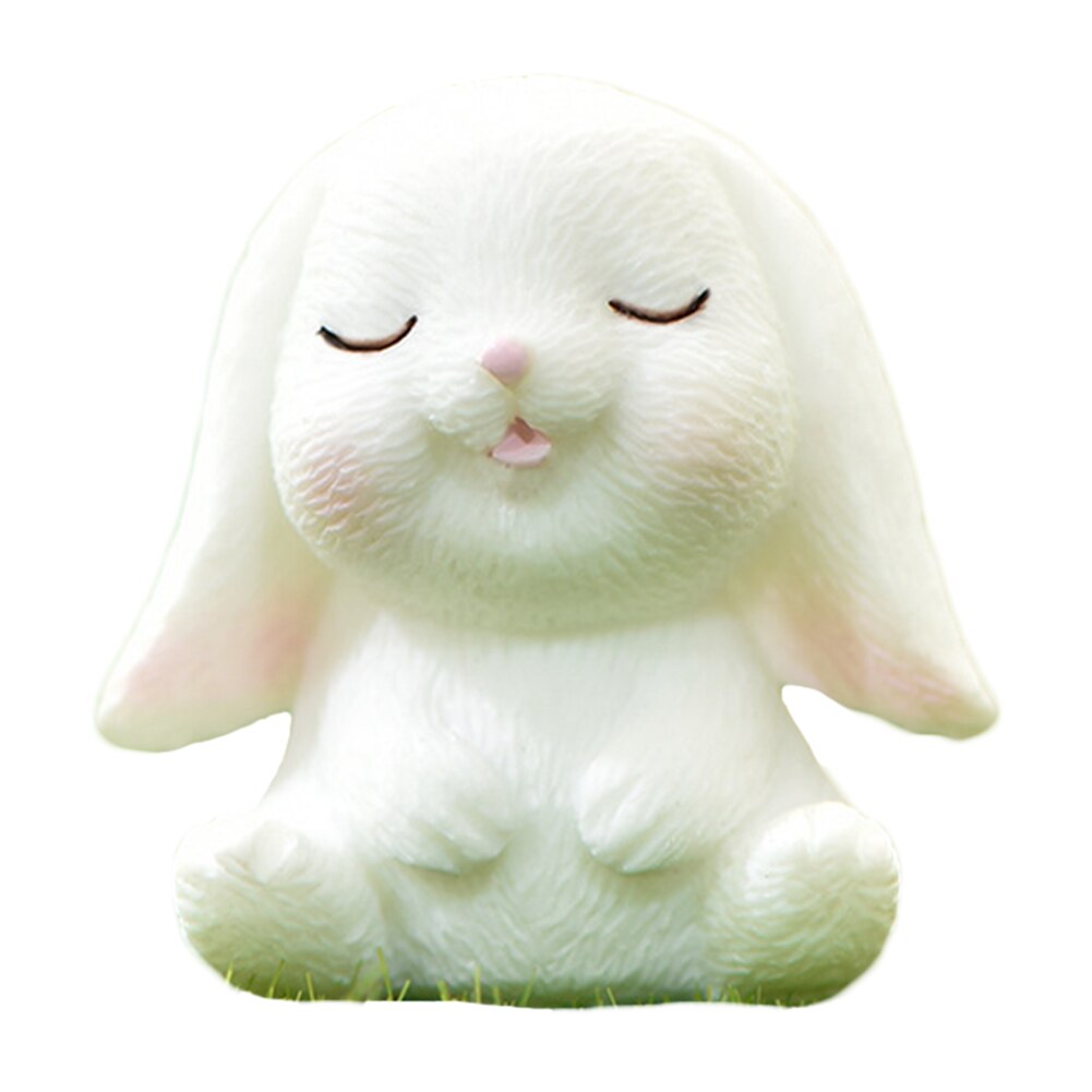 Mini Rabbit Statue Easter Bunny Model Resin Miniature Toy Micro Landscape Cartoon Carrot House Fairy Home Garden Decoration: C