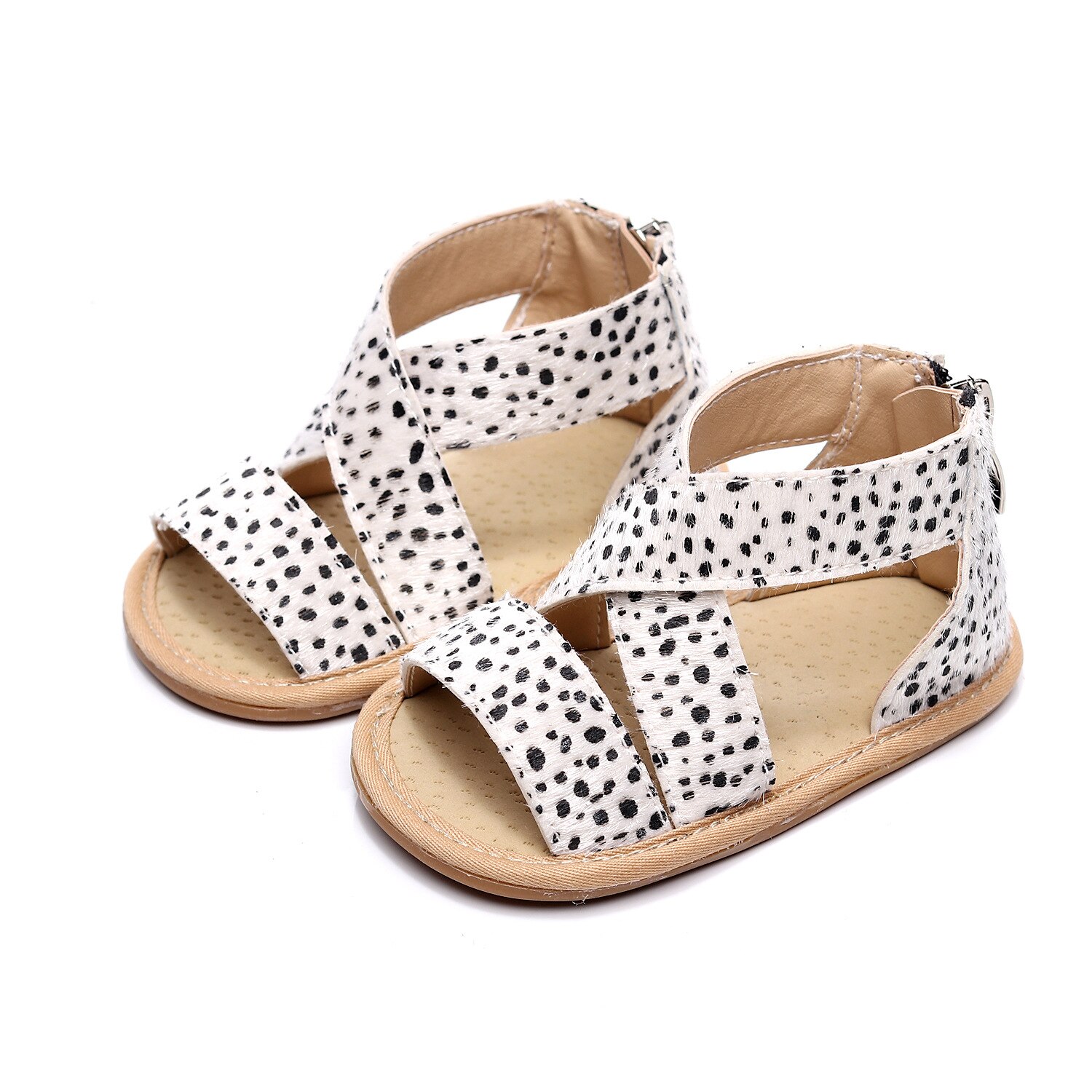 Focusnorm Baby Meisjes Luipaard Print Sandalen Schoenen Anti-Slip Rubberen Zool Peuter Outdoor Eerste Wandelaar Schoenen: WHITE / 12