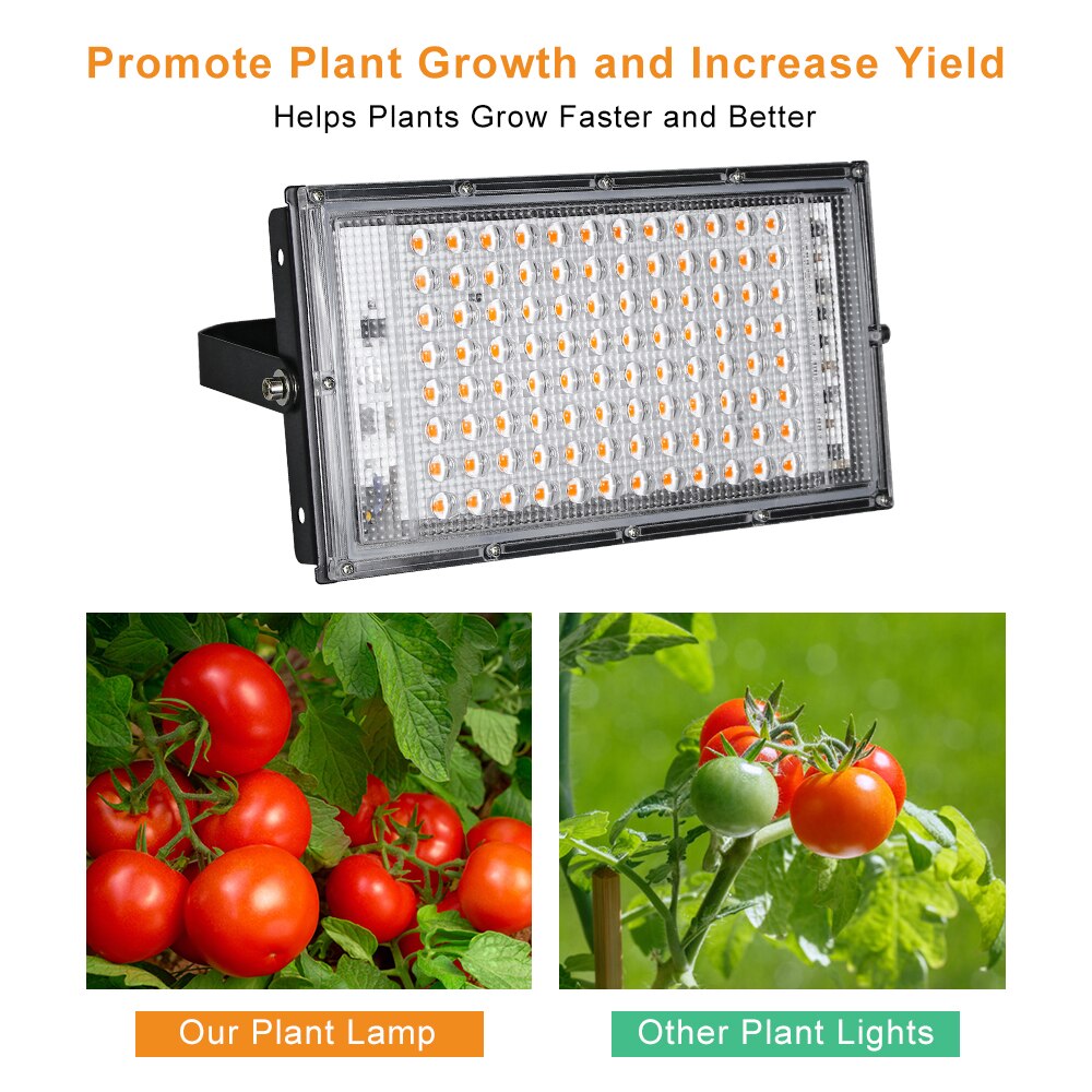 50W 100W 200W LED Grow Light 220V Phyto Lamp Waterproof Phytolamp Full Spectrum Plant Light Phytolamp for Home Plants Growbox