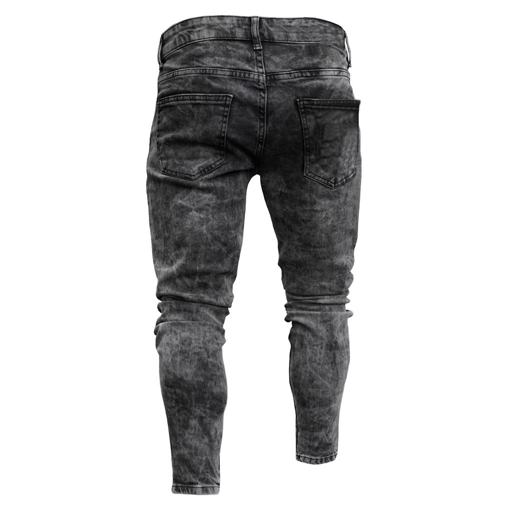 Mannen Broek Skinny Stretch Denim Broek Verontruste Ripped Freyed Slim Fit Casual Herfst Jeans Broek Heren Lange Broek Mode