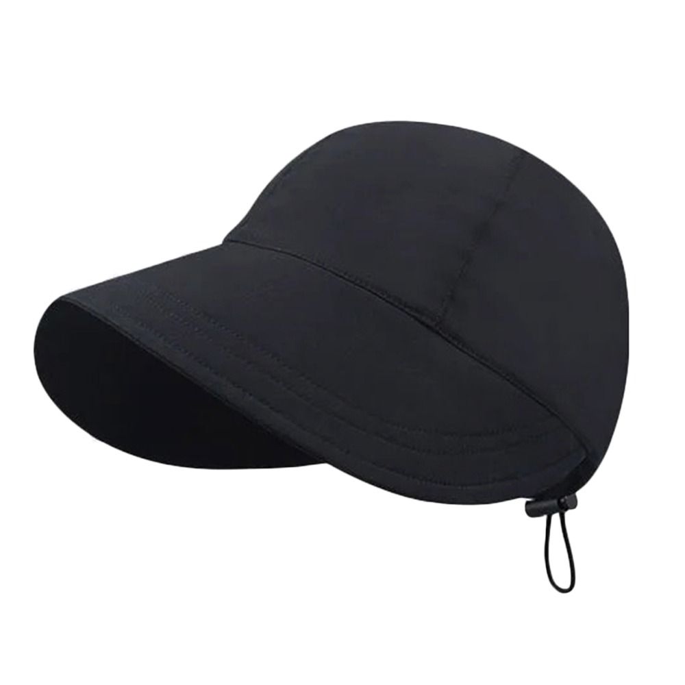 Foldable Wide Brim Sun Hat Drawstring Adjustable Caps for Men Women Beach Hats Summer Quick-drying Visors Fisherman Cap: WHITE
