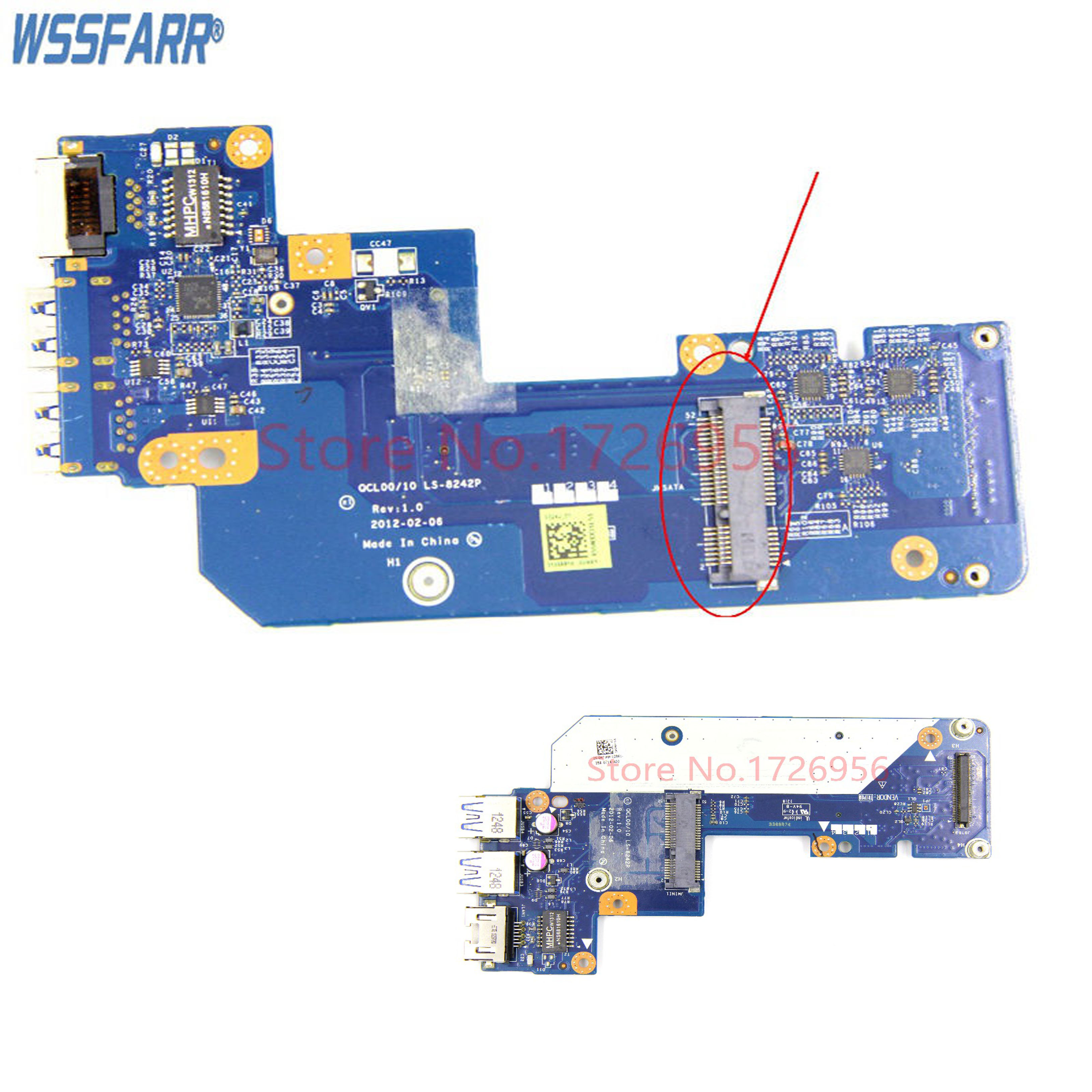Original FOR Dell 17R 7520 USB Ethernet LAN Connector Board with mSATA port QCL00/10 LS-8242P 0N7JHH N7JHH