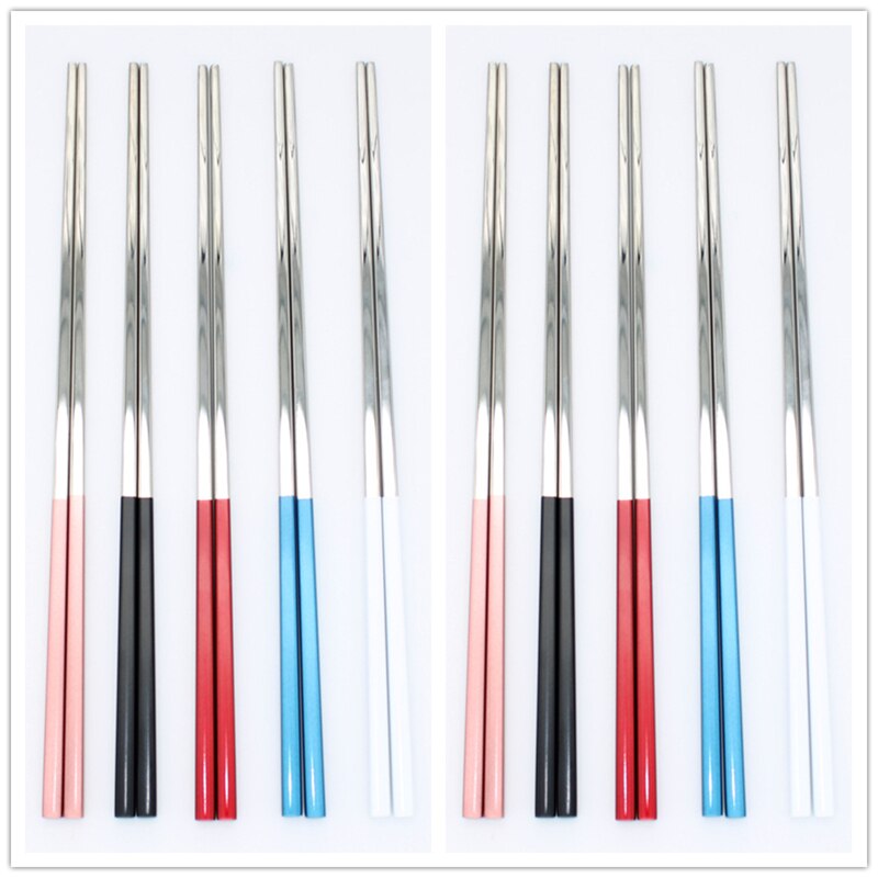 10 Paare Sushi Hashi Stäbchen edelstahl Lebensmittel Klasse Platz Chinesischen Metall Stäbchen Mehrweg Stäbchen Küche Werkzeuge: 10 Paare mischen Silber-