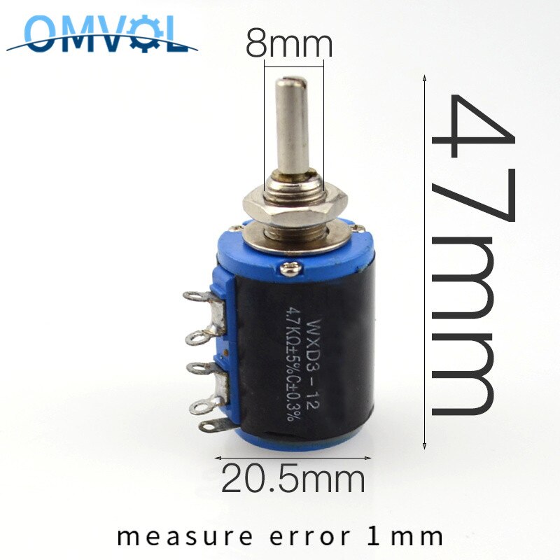 Wxd 3-12 100 220 470 1k 2 k 2 4 k 7 10k 22 k 47k ohm 100r 220r 470r 2.2k 3.3k 4.7k wxd 3-12 trådlindad potentiometer