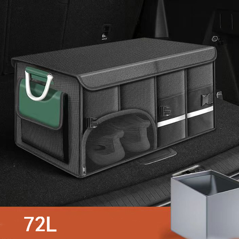 Car trunk foldable luggage storage box waterproof Oxford cloth 112L large capacity camping/fishing car storage box for easy carr: green