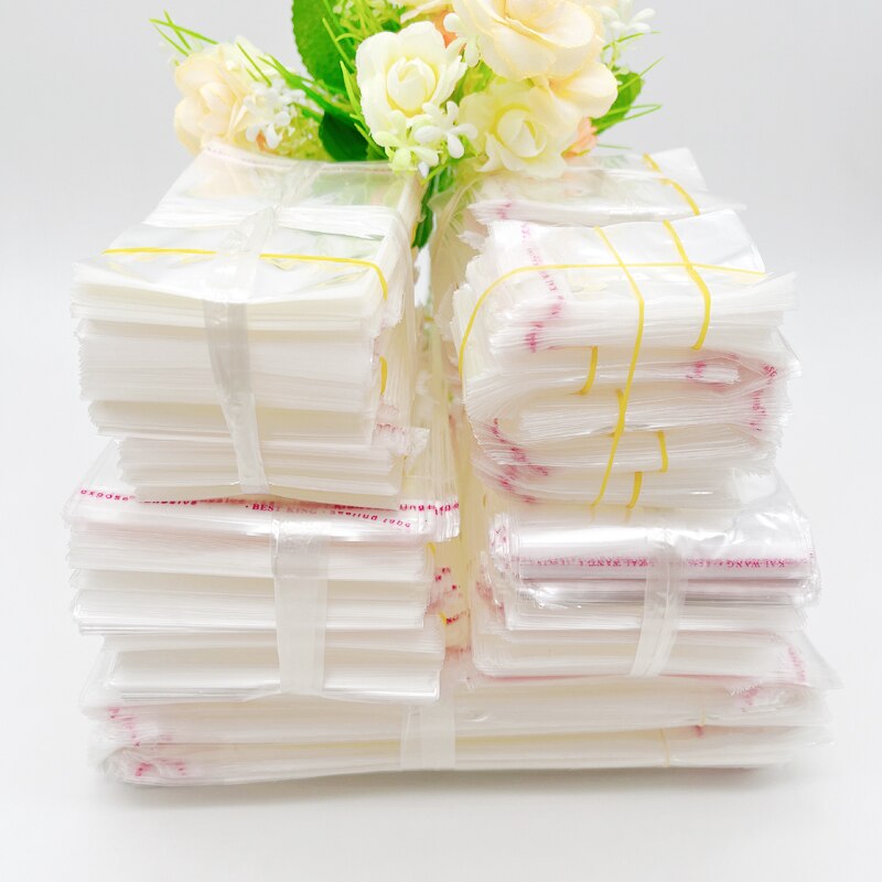500Pcs Poly Plastic Bags Opp Tassen Zelfklevend Seal Opp Cellofaan Duidelijke Zak Kleine Pouches Voor Verpakking opbergtas