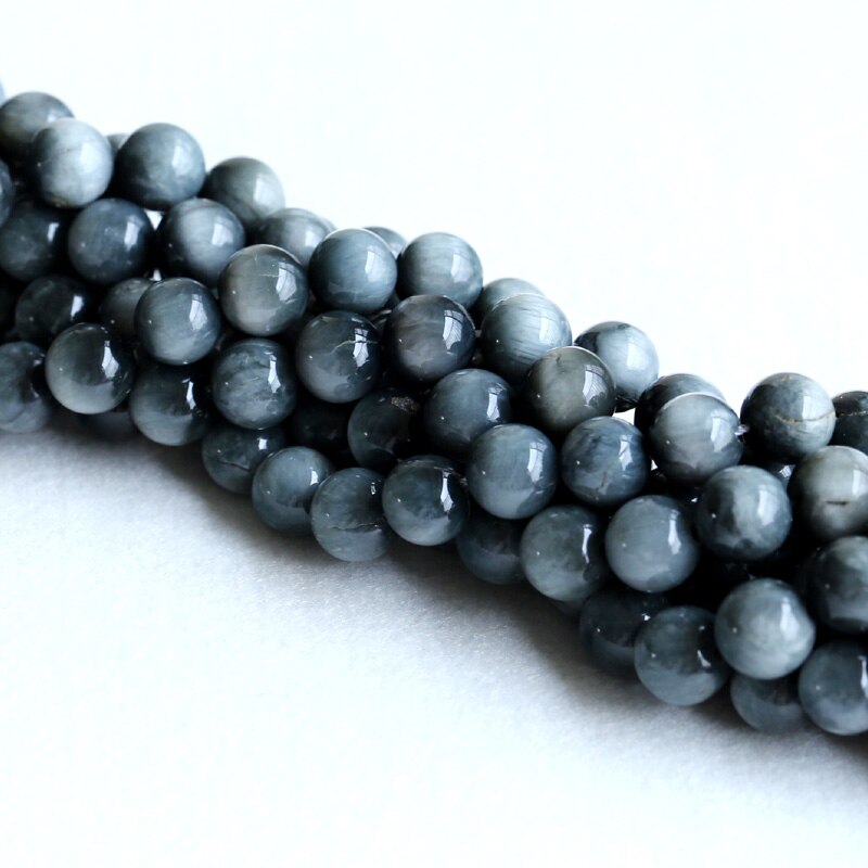 Natural Genuine Gray Falcon's Eye Eagle Eye Stone Semi-precious stones Round Loose Beads 12mm 15" 05206