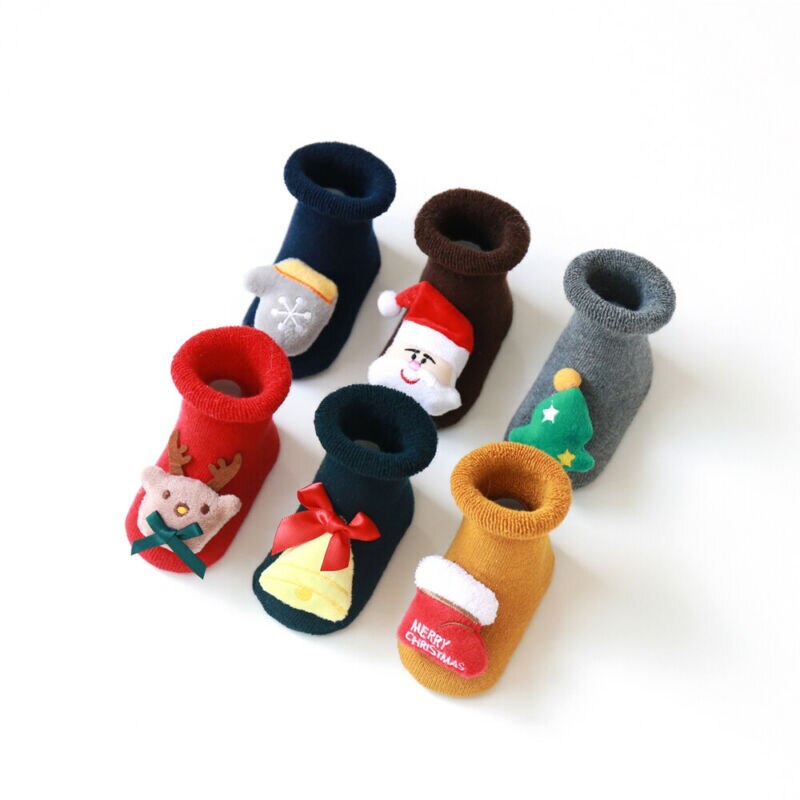 Navidad bebé Navidad calcetines algodón Terry piso calcetines silicona antideslizante bebé niñas niño invierno calcetines calientes
