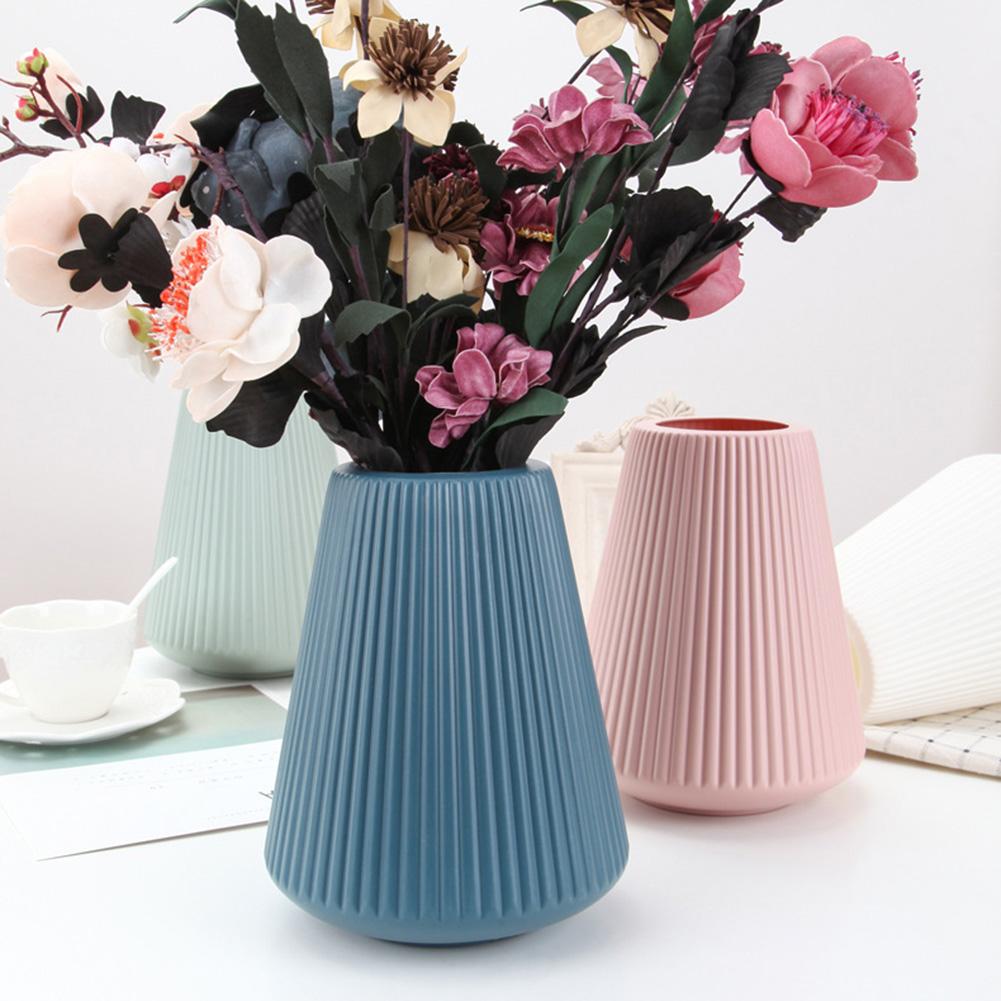 Florero de plástico para Decoración de casa jarrón de cerámica de imitación, cesta de flores de estilo nórdico