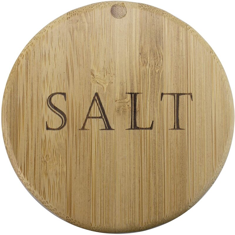 Salt Box, Bamboo Storage Box with Magnetic Swivel Lid, "Salt" Engraved on Lid Salt Storage Box for Keeping Table Salt