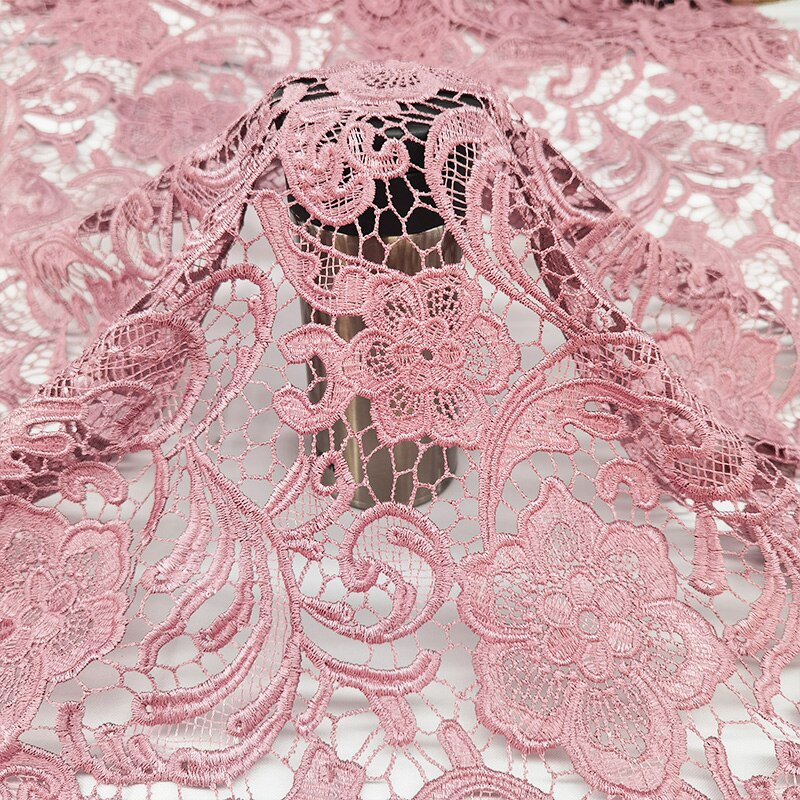 Lace Fabric Latest Heavy Beaded Embroidery African Guipure Lace Fabric for Wedding Party