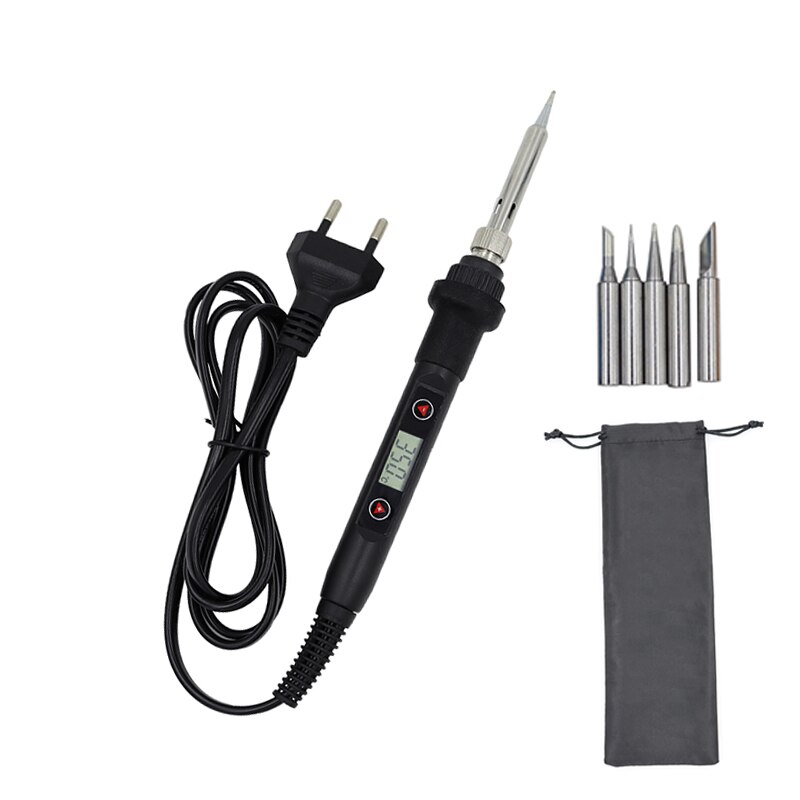 110V electric soldering iron set digital intelligent display temperature adjustable 60W rapid heating 220V welding torch: Black Package 1 / EU