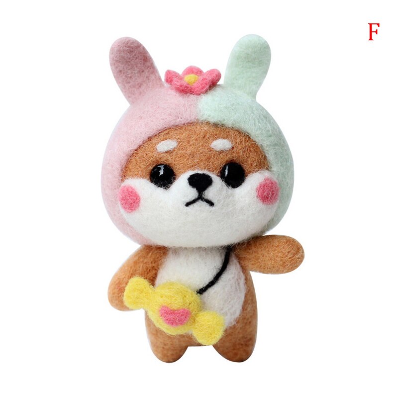 10pcs/set Custom Doll Wool Felt Craft Material Bag Pack Doll dog Needle DIY Material Kit: F