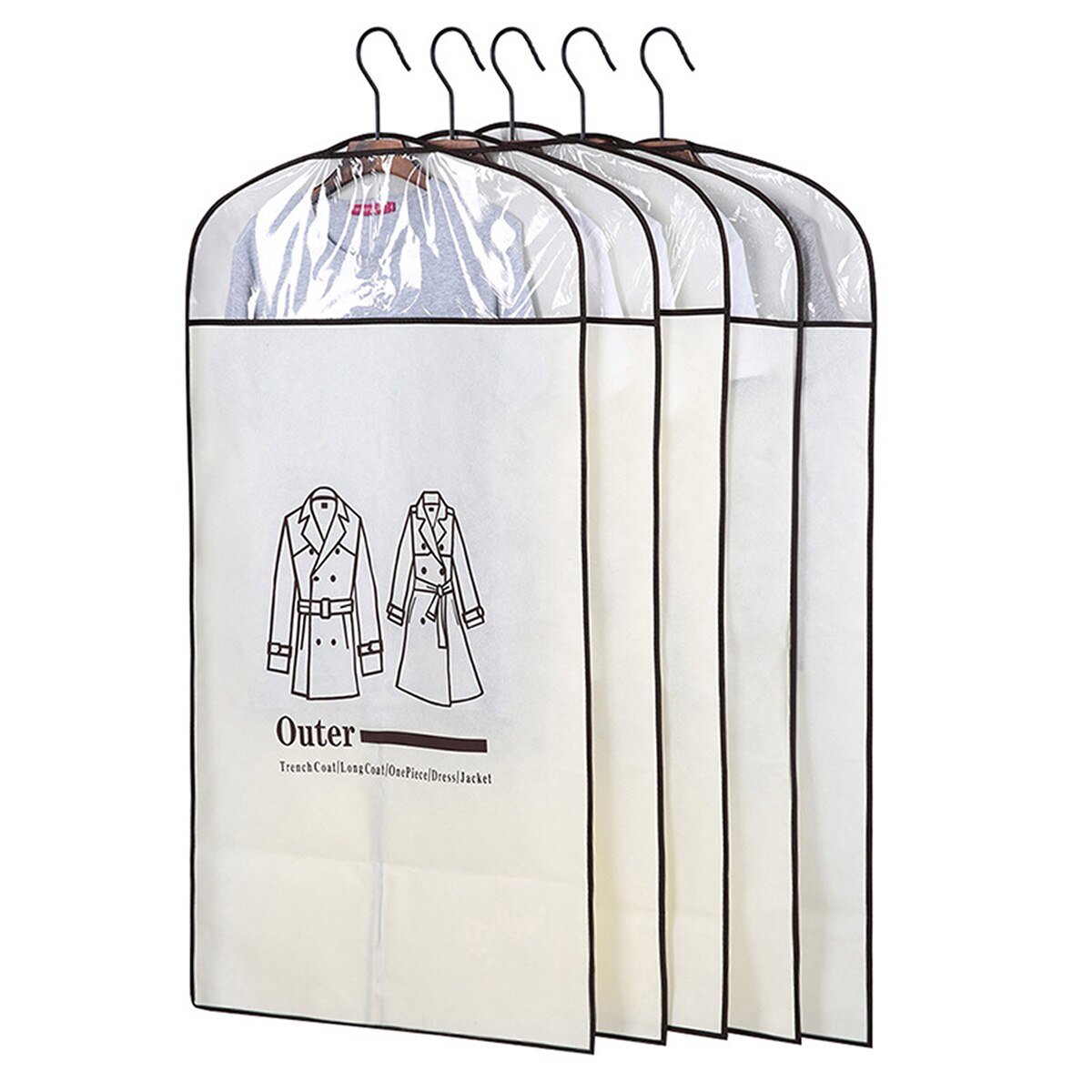 Tøjhængende støvdæksel beklædningsgenstand støvtæt klædedæksposer gennemsigtig garderobesække opbevaringspose støvdæksel tøjbeskytter