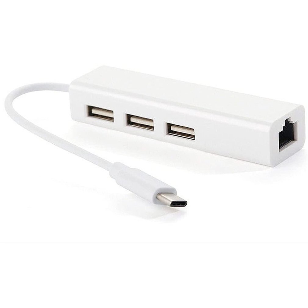 Usb Gigabit Ethernet Met 3 Port Usb C Hub 2.0 RJ45 Lan Netwerkkaart Usb Naar Ethernet Adapter Voor Ios pc RTL8152 Hub: TYPE-C