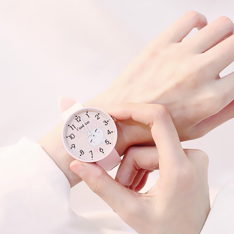 style watch women watches pink student watch simple candy silicone strap relogio feminino: Pink