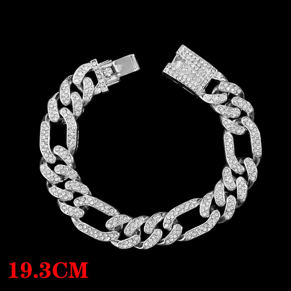 Miami Cuban Bracelets Anklet For Women Bling Full Rhinestone Paved Link Iced Out Hand Chain Jewelry Accessories: C011602SL