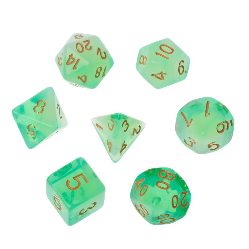 Nova 7 pçs/set Poliédrico Dados Lados D4 D6 D8 D10 D12 D20 Para Jogo De Mesa Acessórios de Entretenimento: green