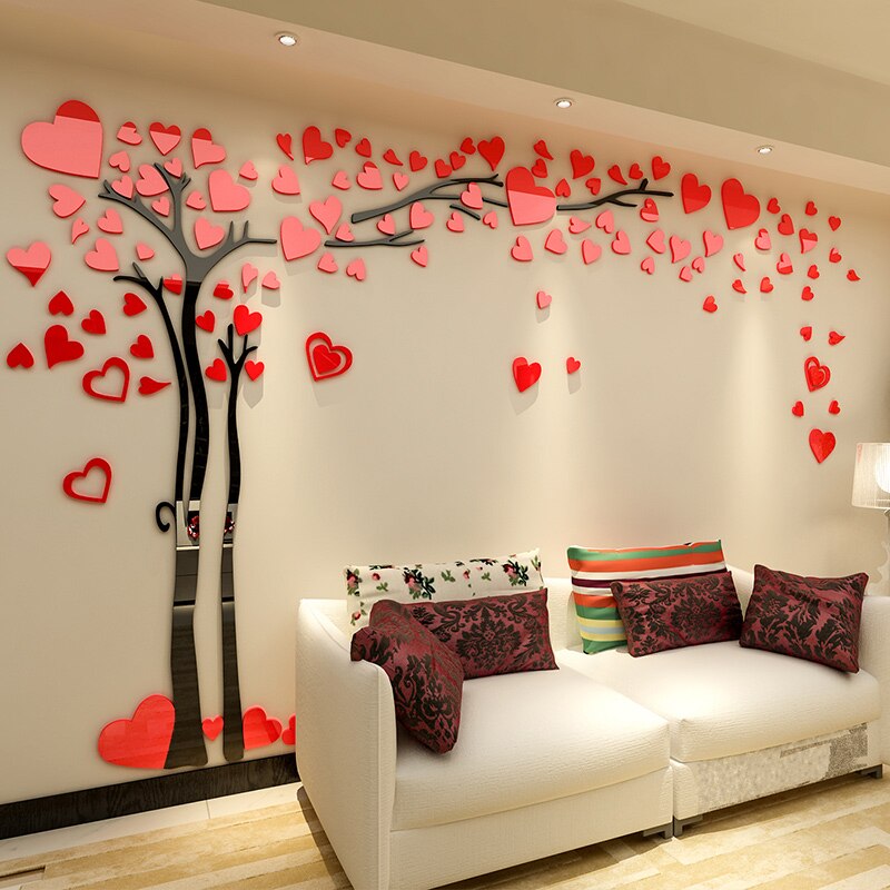 Love tree TV background wall decoration acrylic wall paste 3D living room sofa wall stickers